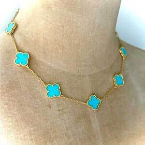 NEW Blue Clover Charm Necklace